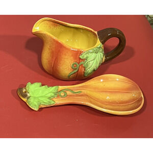 Midwood GRAVY BOAT & spoon rest Ceramic Dish Fall Autumn,Farmhouse, Essential
